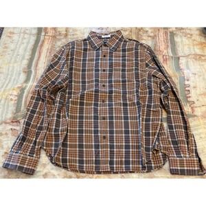 Todd Snyder Mens Button Up Shirt Brown Tan Indian Madras Plaid Long Sleeve L
